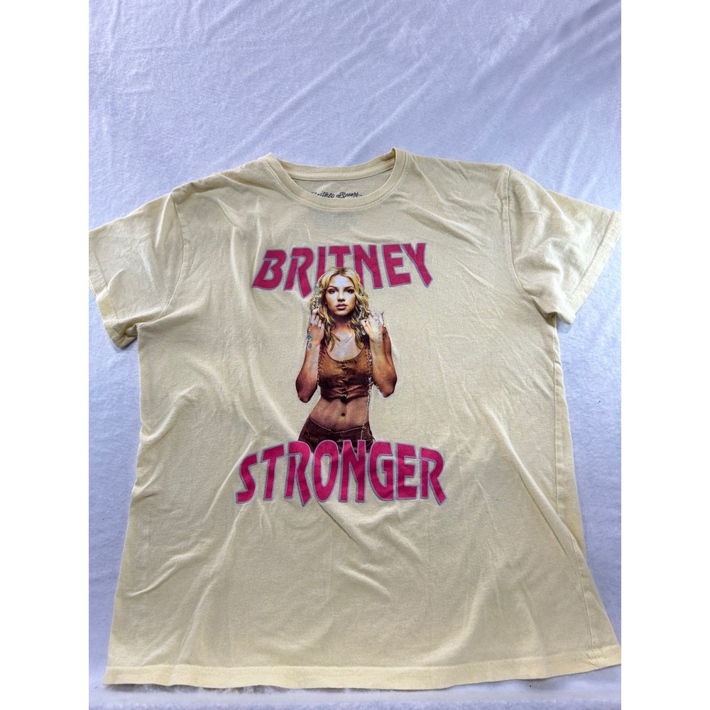 Britney Spears Stronger Graphic Tee Shirt Yellow‎ Cotton Mens Large L Pop Music